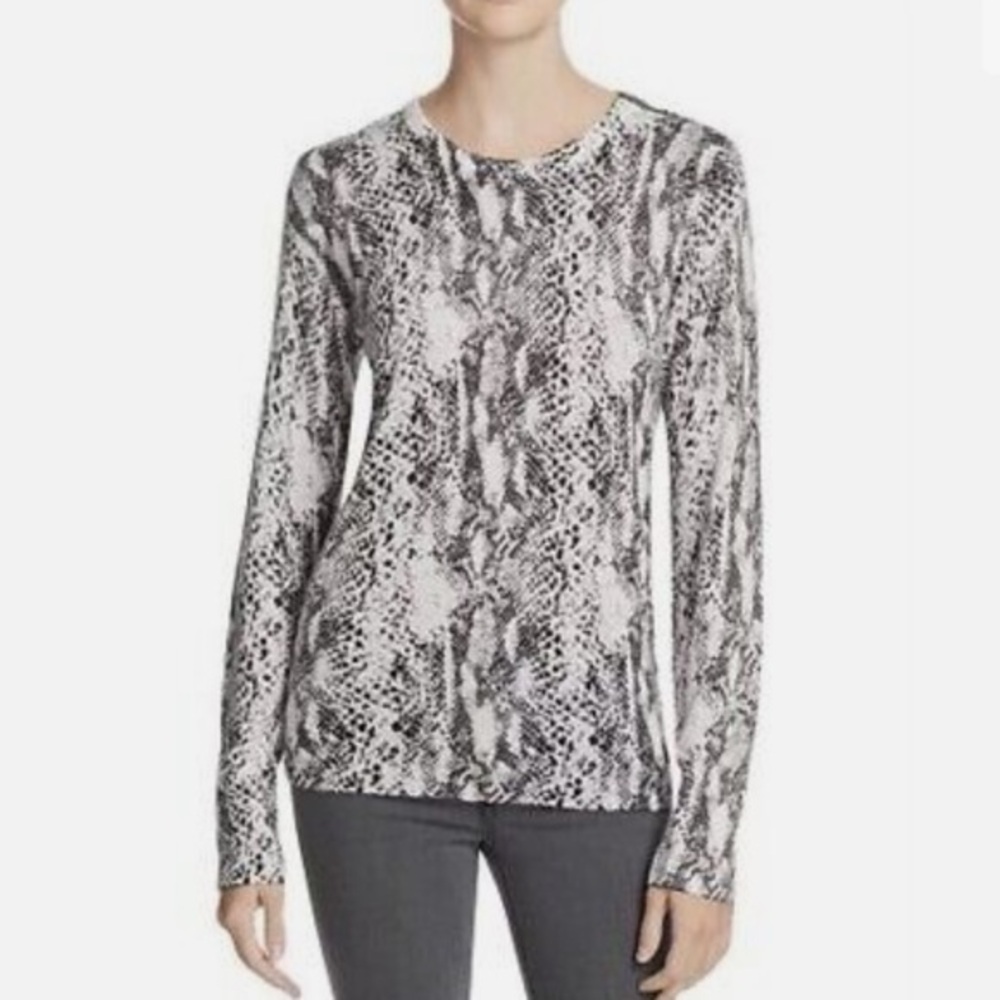 Equipment Femme Odine Silk Cashmere Snake Print Sweater